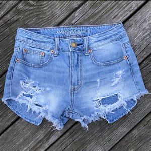 American Eagle distressed festival hi rise shorts